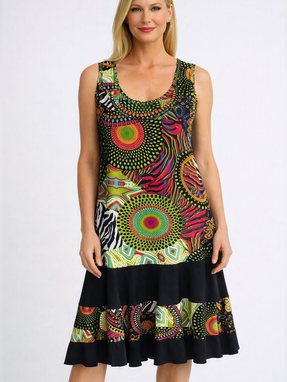 Joseph Ribkoff Vibrant Art‑Print Dress • Designer Statement Piece”
 size 8